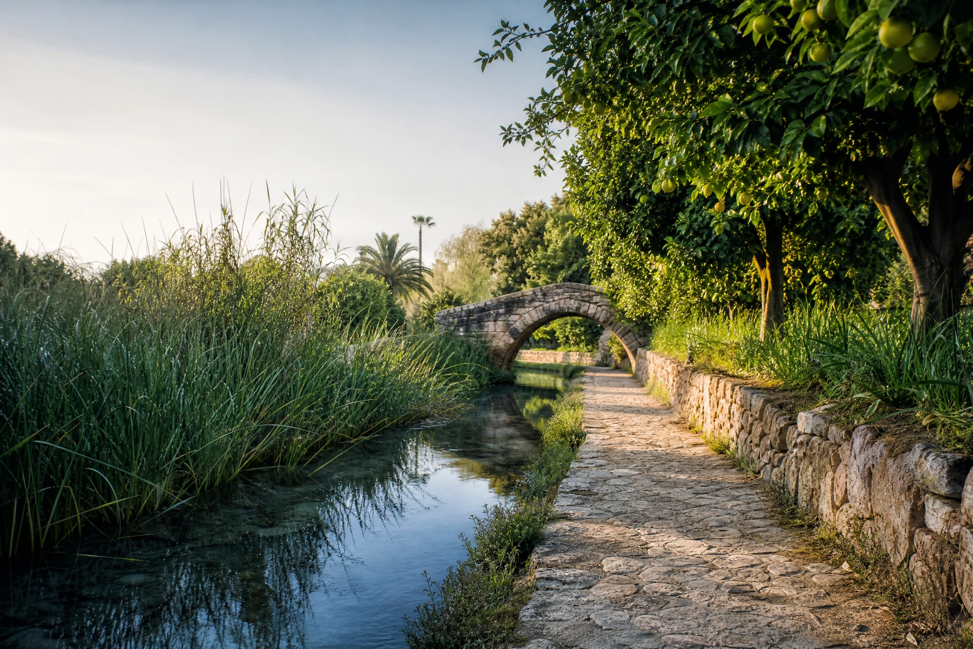 Camino de acequia en la huerta de Murcia